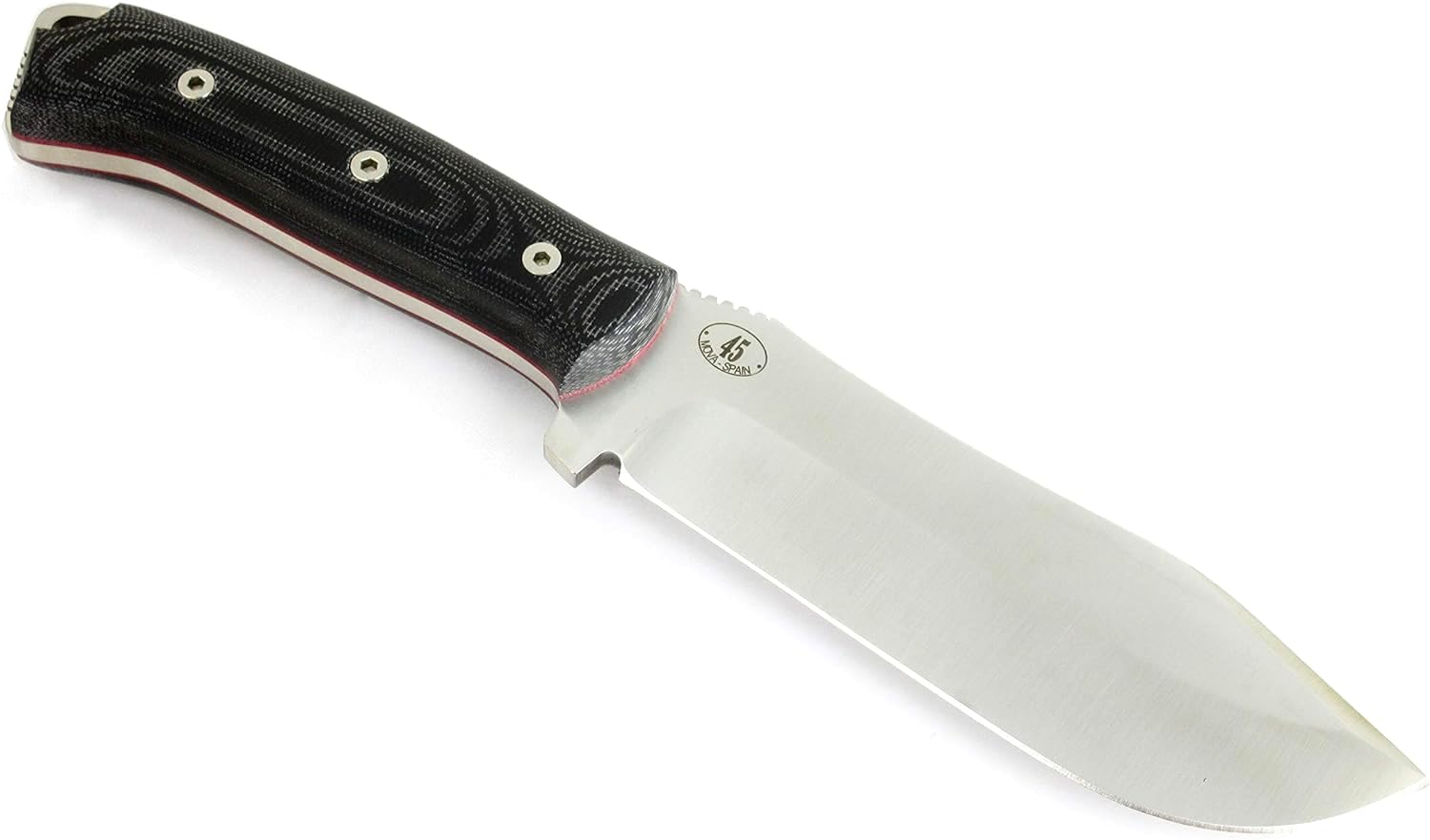 JEO-TEC Nº45 Coltello da Sopravvivenza Campeggio Caccia Outdoor - Fodero per Cintura in pelle + Pietra per Affilatura + Ferrocerio (firesteel) compresa - Fatto in Spagna