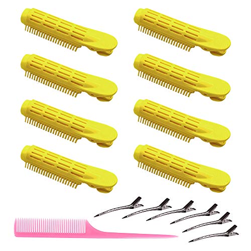 8 Packs Hair Volumizing Clip Self Grip Volumizing Hair Root Clip Natural Hair Curler Rollers for Long Short Hair Fluffy Hair Styling Hairdressing Tools for Women and Men (Yellow)