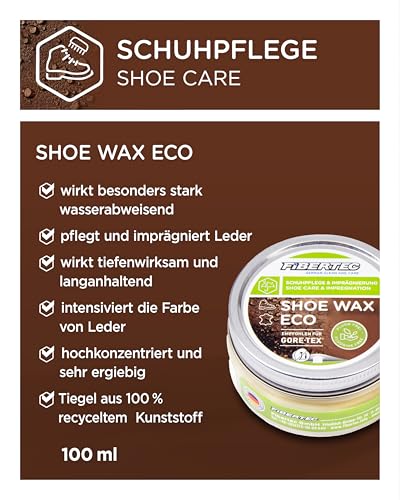 FIBERTEC Shoe Wax Eco Schuhwachs für Leder farblos - Hochwirksame Lederpflege aus Bienen- und Carnaubawachs, Schuhimprägnierung bluesign zertifiziert ohne Lösungsmittel, Made in Germany