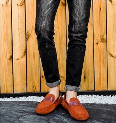 Men's Loafers for Men Genuine Leather Stitching Details Suede Vamp Round Toe Anti-Slip Comfortable Lightweight Driving Boat Shoes2
