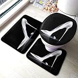 WONDERTIFY Silver Shoe Crystal Bathroom Antiskid Pad White High Heel Shine Diamond Bright Dark Glass 3 Pieces Bathroom Rugs Set, Bath Mat+Contour+Toilet Lid Cover