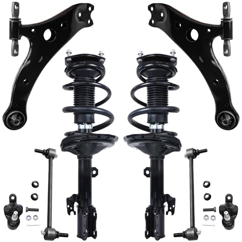 Image of Detroit Axle - Front End 8pc Suspension Kit for 04-07 Toyota Highlander Lexus RX330, 07-09 RX350, 06-08 RX400h, 2 Struts with Coil Spring, 2 Lower Control Arms, 2 Lower Ball Joints, 2 Sway Bars