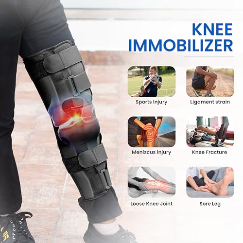 Image of Wonder Care Knee Immobilizer Cotton Brace Support Dislocation Injuries Ligament Tear Wraparound Stabilizer Splint For Men & Women (19 Long) (S)