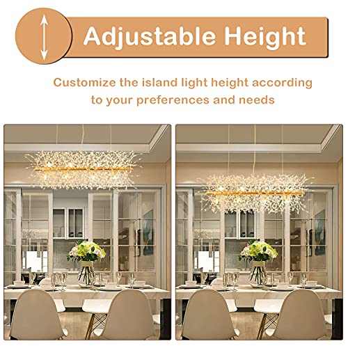 Trongee 35.5" Crystal Modern Chandelier, 12-Light Dining Room Chandeliers With Translucent K9 Crystal Beads,Gold Chandelier Light Fixture For Living Room Kitchen Bedroom (Champagne Gold) #TOP6