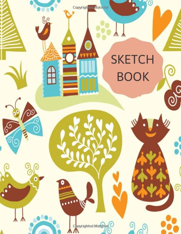 SKETCHBOOK: Cute & Funny Cover . Large Blank sketch books for kids 9-12 , 120 Pages, 8.5 x 11, For Drawing, Sketching & Writing.