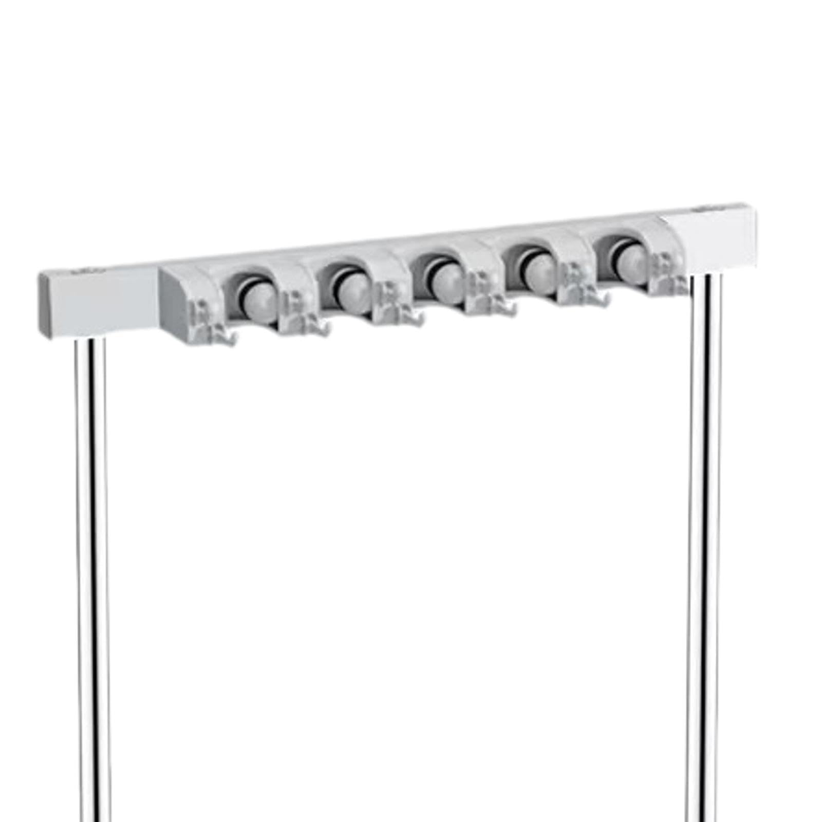 Qianly Soporte para Organizador de Escobas Y Fregonas Organizador Y Almacenamiento Extraíble Soporte para Escobas Colgador de Escobas Y Fregonas para, Sostener 5 Trapeadores