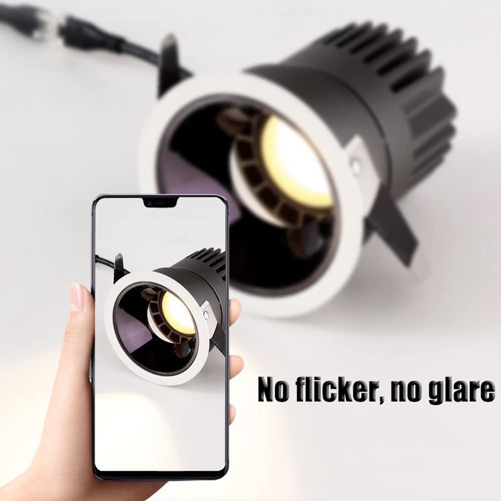 Luces LED empotrables de Techo de 7 W, 3000 K, cálidas, 4000 K, Naturales, 6000 K, de aleación de Aluminio, Redondas, Negras, antideslumbrantes, COB, 1 Unidad, 2 Unidades, 8 Unidades, 14 Unidades