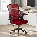 rattantree Desk Ergonomic Office Chair with Spacious Seat, Computer Chairs with 3D Lumbar Support, Home Office Mid-Back Mesh Chairs (48x46 Cushion, Red)