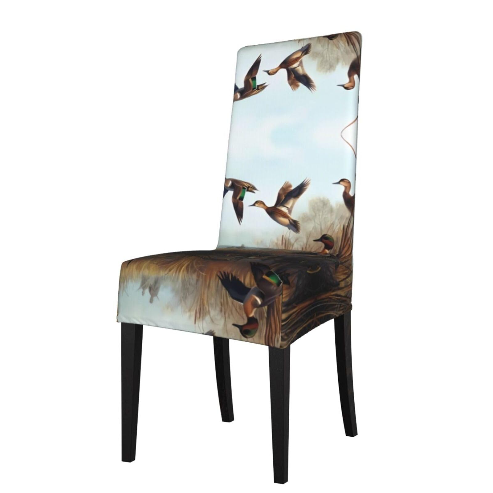 YYHHAOFA Hunting Flying Wild Prints Dining Chair Throws - Stretchable Polyester-Spandex Slipcovers for Refreshing Your Dining Room Decor