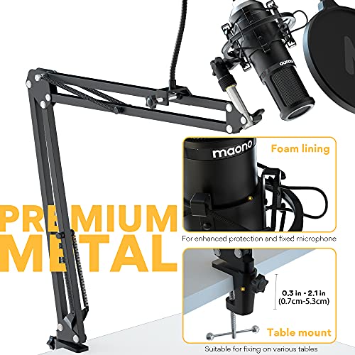 Maono AU-PM420 USB Podcast Condenser Unidirectional Microphone, Computer Mic with Professional Sound Chipset for Gaming, Streaming, YouTube, Voice Over, Studio, Home Recording