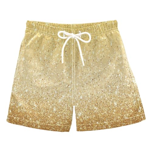 Boccsty Butter Yellow Cream Gold Glitter Boys Swim Trunks Baby Kids Swimwear Summer Toddler Beach Board Shorts 2T