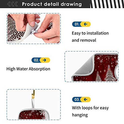 winter gnomes snowflake faucet sink mat for kitchen 2 pack red christmas tree snowman bathroom drying mat absorbent splash water catcher mats microfiber cloth drip protector splash pad 14x5 inches