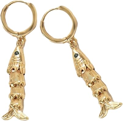 Earring,Unique Fish Earrings Symbolizing Vigour and Agility Sturdy Coppers Dangle Ear Rings for Comfortable Wear