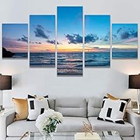 SIGNWIN 5 Panel Canvas Wall Art Modern Art Coastal Colorful Multicolor Photography Romantics Sunset for Home Decorations Ready to Hang - 60