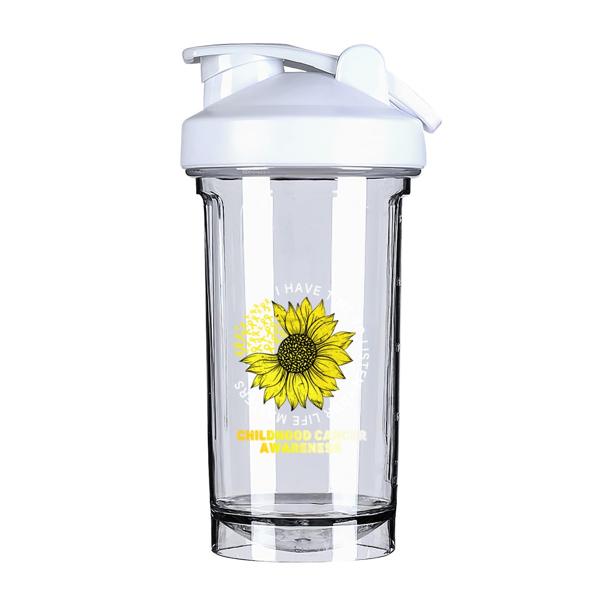 Listen Your Life Matters Childhood Awareness (1) 18 Ounce Shaker Bottle Drink Mixer Leak-proof Pre Workout Protein Shakes Meal Replacement Shakes Bottles 500ML/18 Oz White