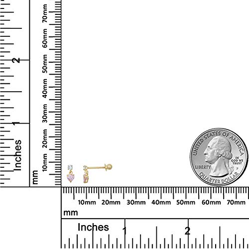 AVORA 10K Yellow Gold Pink and White Simulated Diamond CZ Heart Drop Earrings3