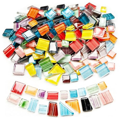 Lot de 740 pierres de mosaïque polygonales colorées pour travaux manuels, mini carreaux de mosaïque en verre, assortiment mixte, pour bricolage, artisanat,...