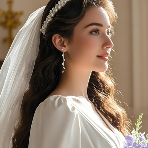 SLUYNZ Solid 925 Sterling Silver Droplet Dangle Earrings Chain for Women Teens Olive Leaf Wedding Dangle Earrings Bridal Earrings2