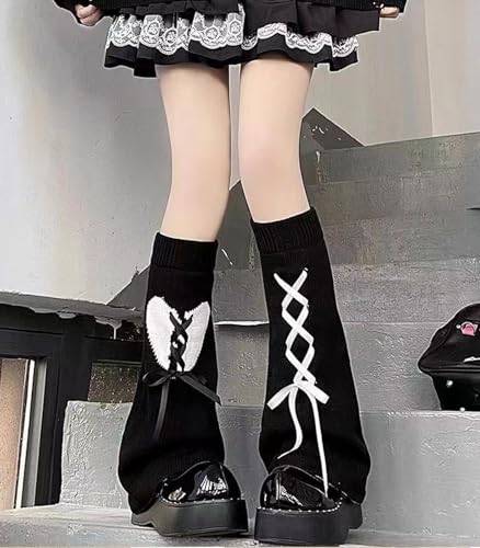 Image of WODECASA Girls Kawaii Leg Warmers Knitted Flared Leg Sleeves Goth Crochet Baggy Cuff Ankle Heap Socks
