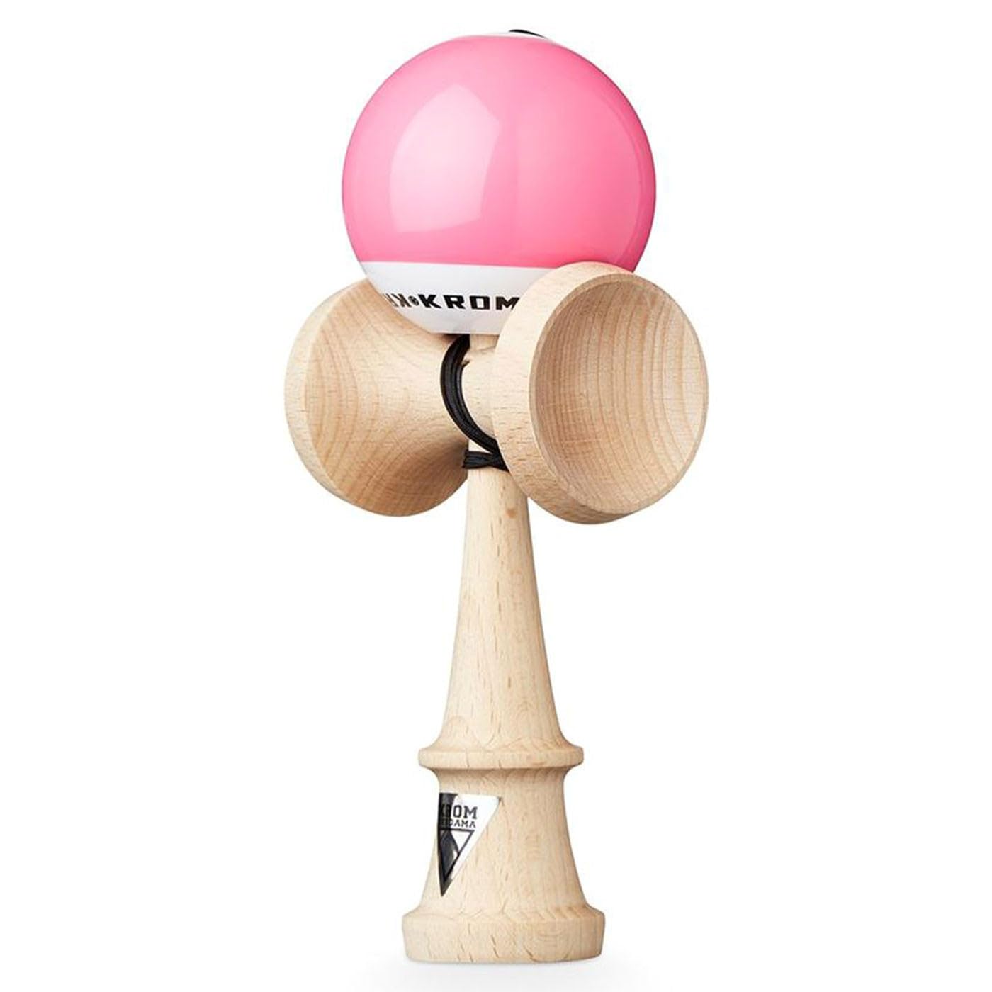 KROM - Kendama POP LOL różowy - wysoka jakość drewna - dla początkujących i profesjonalistów - opakowanie: zapasowy sznurek + naklejki