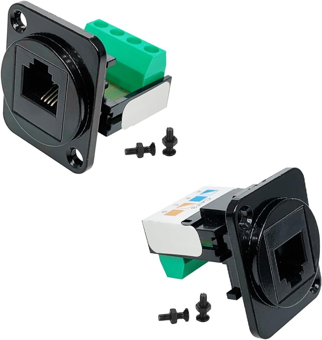 Lot De 2 Adaptateurs RJ11 CAT3 Femelle Type D 6P4C Vers 4 Broches Pour Téléphone - Fixation Murale