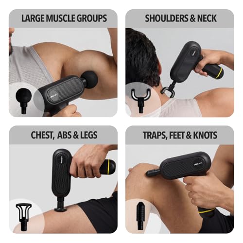 Image of Boldfit Massage Gun for Pain Relief Deep Tissue Compact Massager, 4 Heads, 5 Speeds, Type-C Charging Portable Percussion Gun for Gym, Travel & Home
