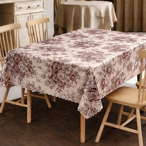 Image of Dakshya Industries PVC Waterproof Table Cover 6 Seater 54x78 Inch - Washable Oil & Stain Resistant Dining Table Cover (Purple)