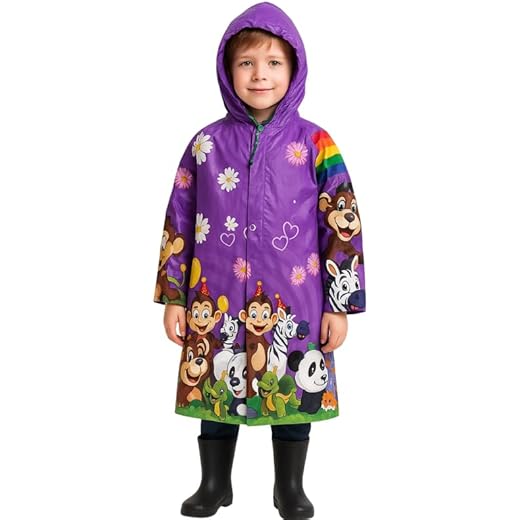 Childrens Hooded Raincoat - Purple (Multisize)