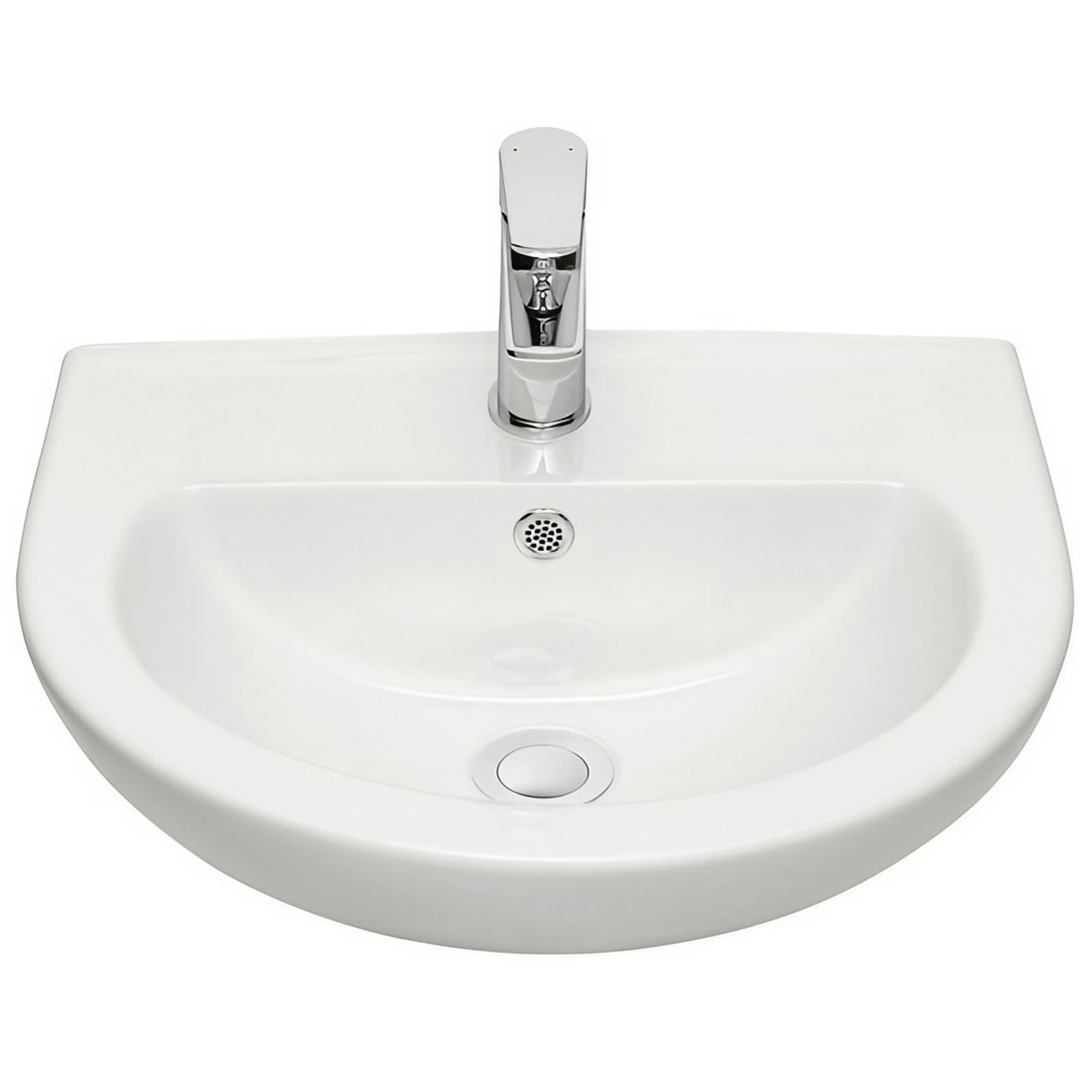Lavabo mural en céramique semi-circulaire blanc anti-débordement pour petite pièce