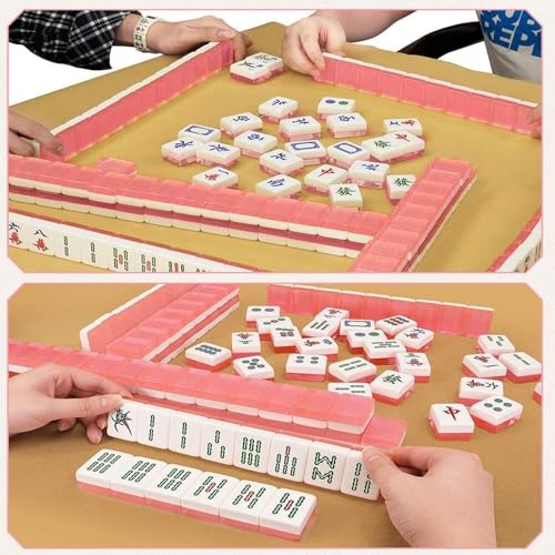 Mahjong Chino Profesional Rosa Dorado Acrílico 1.57 Pulgadas miniatura 6