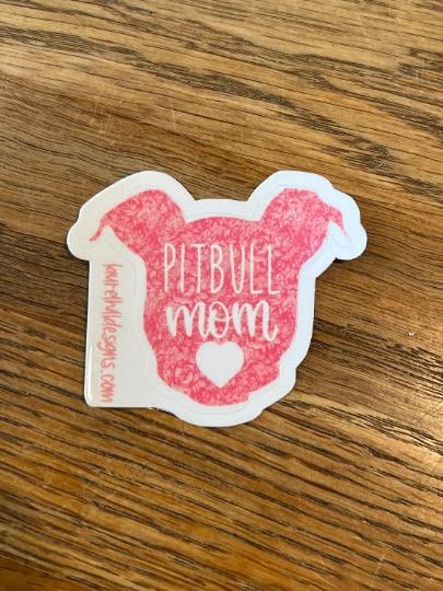 Pitbull Mom 3" Vinyl Decal Sticker, White, for car windows, mother's day, dog mom decal,
