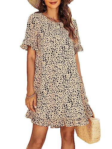 Buicare Damen Kleid Kurzarm Sommerkleid Sommer Lose Strandkleid Midi...