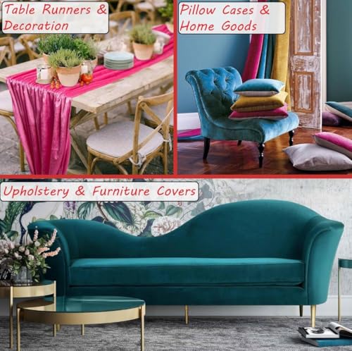 Image of Amazon Brand - Umi 2 Mtr Multi Purpose Velvet Fabric Cloth for Decoration, Trousseau Packing, Party Hall, Bouquet, Gift Packing, Decor, Pooja Room (2 Mtr, Blue), Solid