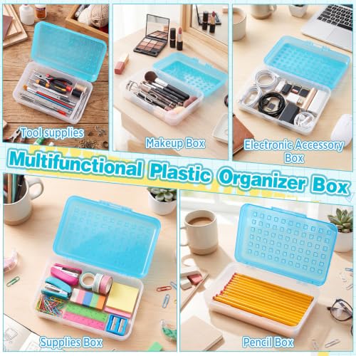 Image of Blulu 6 Pack Plastic Pencil Boxes Bulk Large Pencil Case,Blue