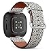 CJBROES Replacement Leather Watch Band, Compatible with Fitbit Versa 3 and Fitbit Sense of Wristband Bracelet Accessory - Chevron Modern