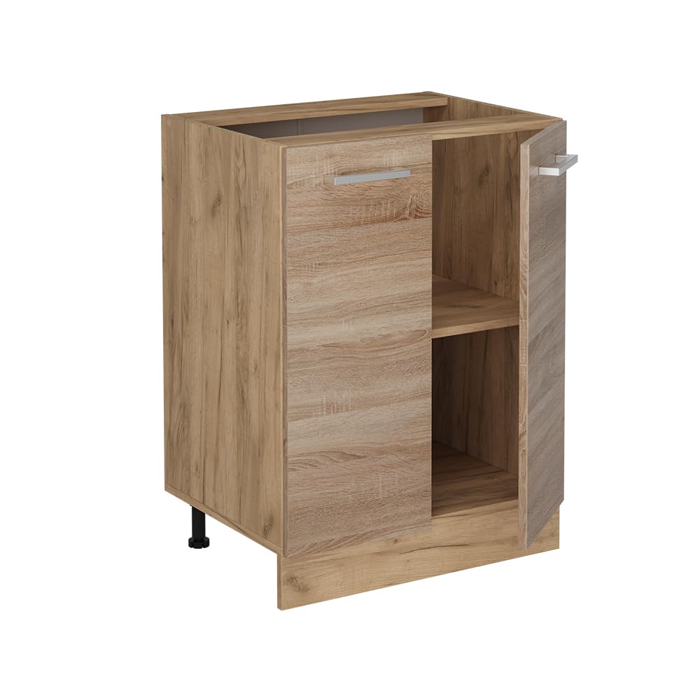 Vicco Mobiletto base cucina R-Line, Sonoma, 60 cm senza piano di lavoro, per la libera combinazione all'interno di sistemi cucina modulari