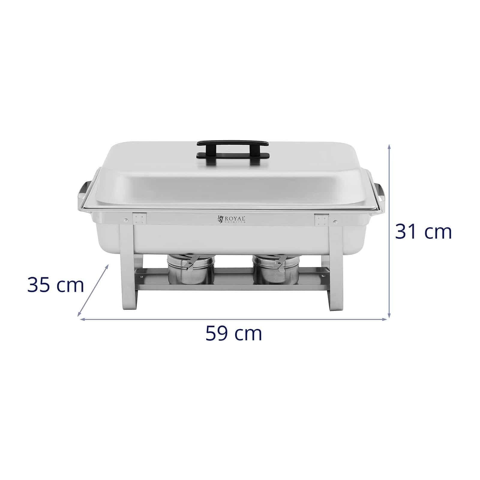 Royal Catering RCCD_RT20_2X9L Chafing Dish Set 2-teilig 2 x 8 L inkl. GN Behälter Warmhaltebehälter Rechaud Wärmebehälter