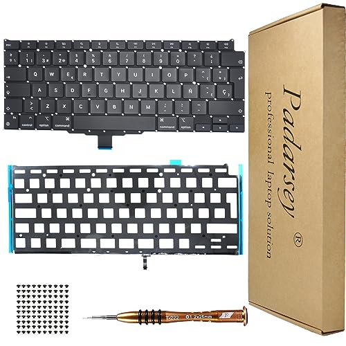 Pardarsey Repuesto Retroiluminación Español Teclado ESPAÑOL Compatible para MacBook Air Retina 13