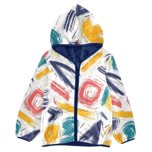 Doodle Spiral Arrow Shapes Girls Fleece Jacket Girls Fall Jacket Girls Zip Up Hoodie Girls Sherpa Jacket 2-10T