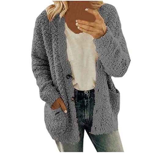 PIFAME Winter Coats for Women Fleece Jacket Warm Casual Coats with Pockets Long Sleeve Button Down Cardigans Sweaters