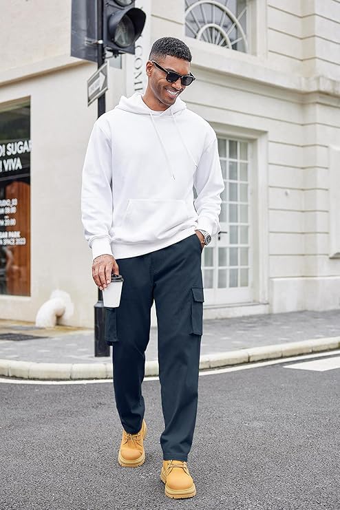 Image of CB-COLEBROOK Men Mid Rise Cargo || Cargo Pants Cotton || Relaxed Fit Elastic Waist || Loose Fit || Casual Pants || Cargos Pant with 7 Pockets (Cargo-48-54)
