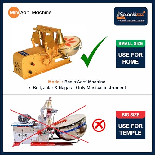 Image of God-Mantra Shankh & Mayur Sounds Fully Automatic Electric Mini Aarti Machine With Nagara, 2-Bells & Jalar For Home Temple, Satsang Or Pooja Room (God-Mantra)