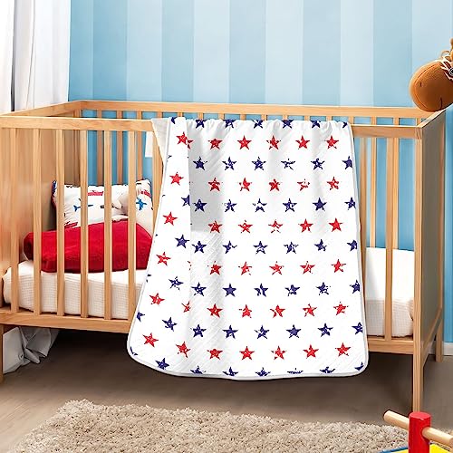 Image of Swaddle Blanket for American Flag Stars Baby Receiving Blanket Muslin Baby Swaddles Soft Cotton Breathable Nursery Blankets for Unisex Boys and Girls 30x40 Inch