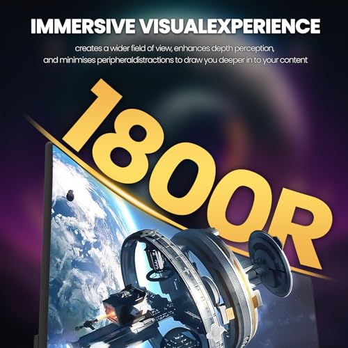 CRUA 27" Curved Gaming Monitor, 280Hz FHD (1920X1080P), 1800R VA Panel, 120% sRGB, Support AMD FreeSync, Low Blue Light, Ultra-Smooth Esports Display, HDMI 1.4 & DP 1.2, Wall Mountable Installs-Black - Image 6