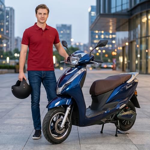 Image of Ryoto Electric Scooter Non RTO Lithium-ion, Top Speed: Approx. 25-30 km /h, Range (Mileage): Approx. 70-90 km per Charge, Waterproof Electrical Bike Scooty (Blue)