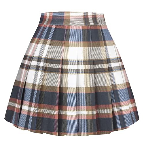 Image of Girstunm Women's Pleated Skirt Mini Skater Basic Skirts High Waist School Girls Uniform Short Cheerleader Skirt