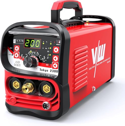 Saldatrice Tig con 200 ampere e funzione di saldatura ad elettrodo 170 ampere | Funzione impulso - gas pre e post flusso - corrente su e giù - memoria lavoro - inverter - Tokyo 2300 di Vector Welding