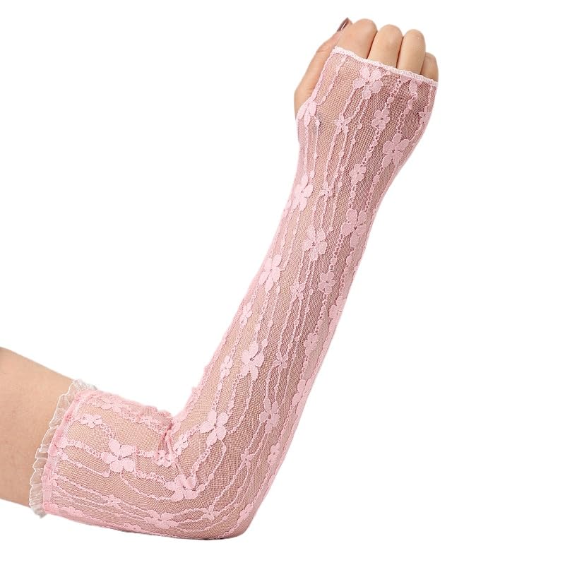 Womens Long Sun Lace Gloves for Wedding Bridal Party Evening Summer Driving Gloves Sheer