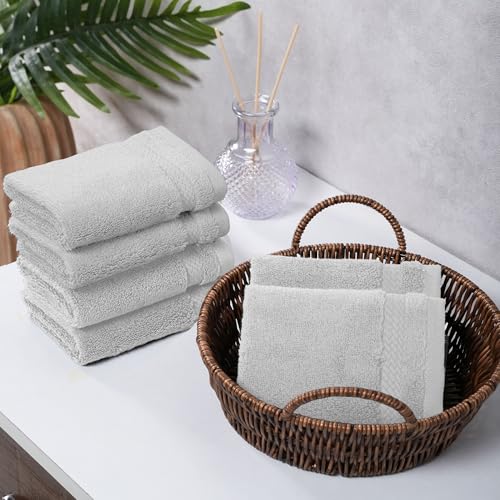 Image of MYTRIDENT Face Towels Set of 6 Cotton | Finesse Collection | 30 cm x 30 cm | Face Towel for Women and Men | 625 GSM, Zero-Twist, Luxuriously Soft, 100% Cotton - Grey