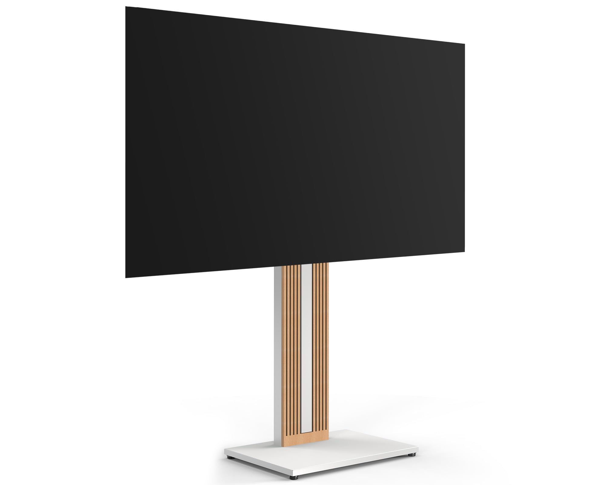 FITUEYES Zen Series Designer TV Stand for 32 40 43 50 55 60 65 Inch TV Stand Rotatable Height Adjustable Beech Wood